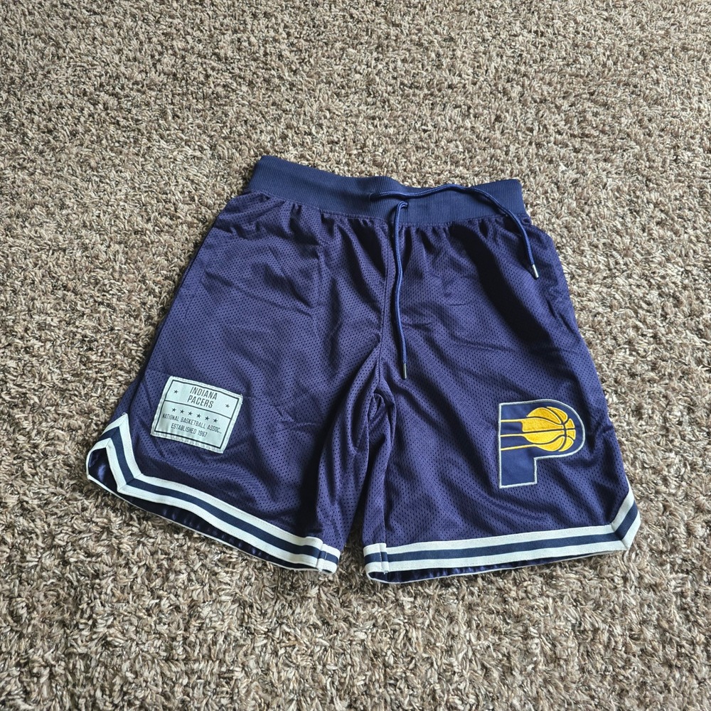 NBA Indiana Pacers Shorts Men Small Navy Blue Mesh Basketball‎ Athletic